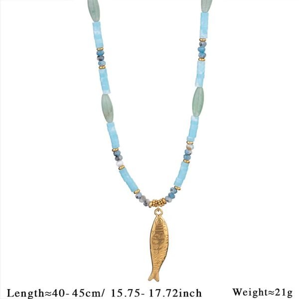 Blue Apatite Seed Beaded Necklace