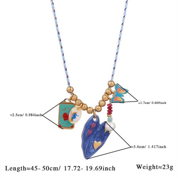 Natural Crystal Raw Stone Necklace with Blue Beads