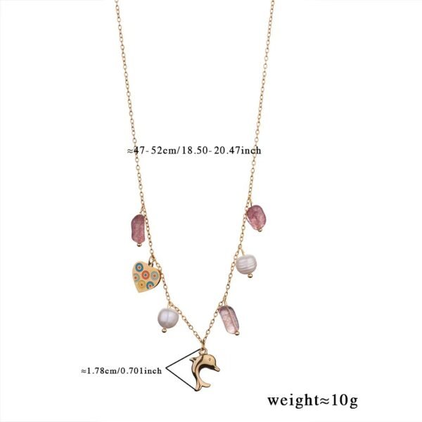 Dolphin & Pearl Stone Beaded Necklace